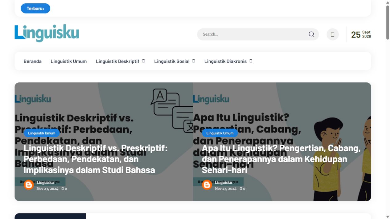 Tampilan homepage Linguisku