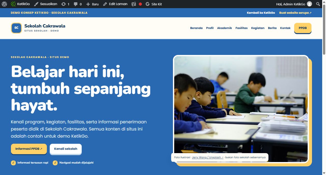 Tangkapan layar demo Website Sekolah Cakrawala